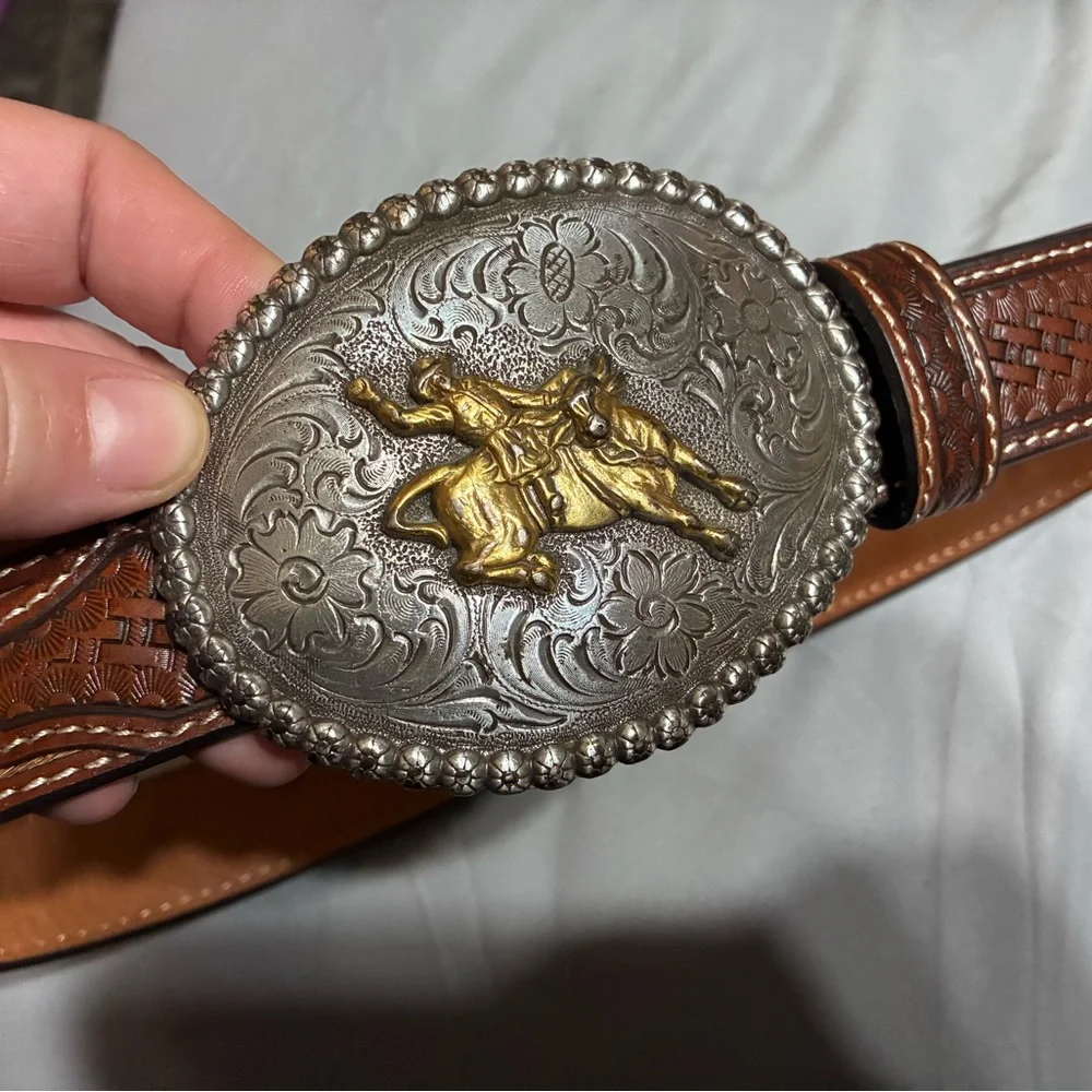 Brown Leather Studded toddler Belt